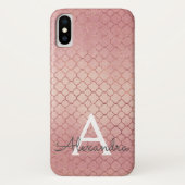 Roze Rose Gold Elegant Patroon Monogram Case-Mate iPhone Case (Achterkant)