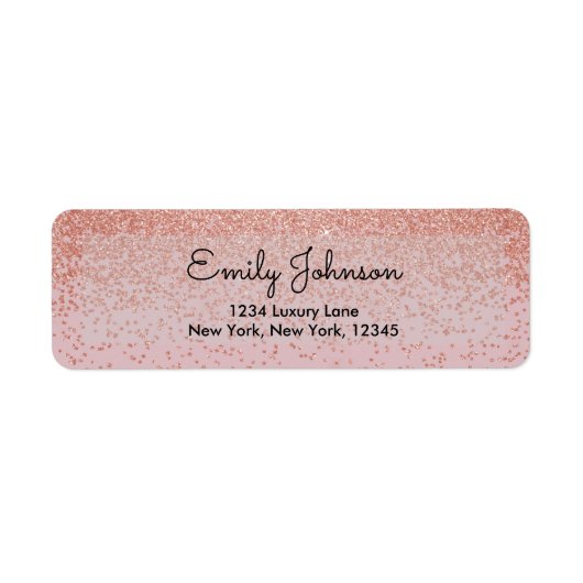 Roze Rose Gold Faux Glitter Sparkle Address Label (Voorkant)