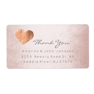 Roze Rose Gold Foil Heart Stroke Bedankt Etiket