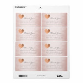 Roze Rose Gold Foil Heart Stroke Bedankt Etiket (Full Sheet)