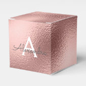Roze Rose Gold Foil & Sparkle Monogram Bedankdoosjes (Voorkant Zijde)