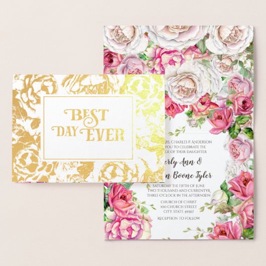 Roze Rose Gold Foil Wedding Invitting Folie Kaarten (Display)