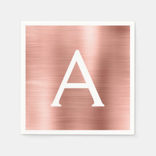 Roze Rose Gold Girls Monogram Birthday Servet