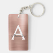 Roze Rose Gold Girly en Chic Monogram Sleutelhanger (achterkant)