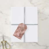 Roze Rose Gold Glam Glitter Sneeuwvlok Cadeaulabel (Met Touw)