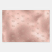 Roze Rose Gold Glam Glitter Snowflake Inpakpapier Vel (Voorkant 2)