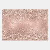 Roze Rose Gold Glam Glitter Snowflake Inpakpapier Vel (Voorkant)
