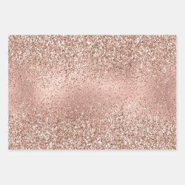 Roze Rose Gold Glam Glitter Snowflake   Inpakpapier Vel