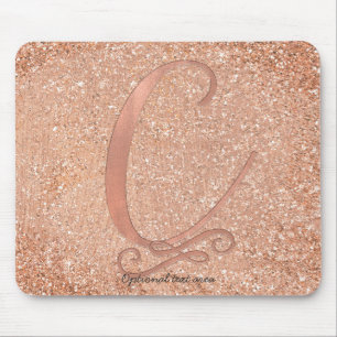 Roze Rose Gold Glam Initiaal Naam Letter C Custom Muismat