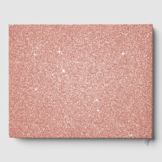 Roze Rose Gold Glitter Bruiloft Gastenboek (Achterkant)