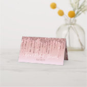 Roze Rose Gold Glitter Drip Elegant Gepersonalisee (Achterkant)