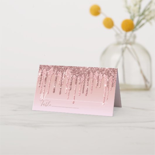 Roze Rose Gold Glitter Drip Elegant Gepersonalisee (Voorkant)