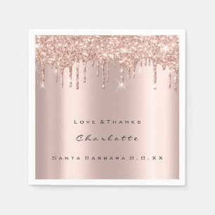 Roze Rose Gold Glitter Drips Spark Sweet 16 Bridal Servet