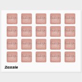 Roze Rose Gold Glitter en Sparkle Dank U Vierkante Sticker (Vel)