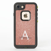 Roze Rose Gold Glitter en Sparkle Monogram (Achterkant)