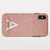 Roze Rose Gold Glitter en Sparkle Monogram Case-Mate iPhone Case (Achterkant (horizontaal))