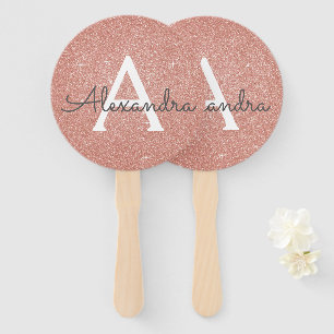 Roze Rose Gold Glitter en Sparkle Monogram Handwaaier