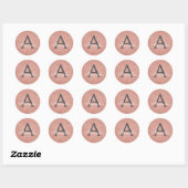 Roze Rose Gold Glitter en Sparkle Monogram Ronde Sticker (Vel)