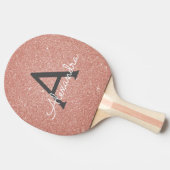 Roze Rose Gold Glitter en Sparkle Monogram Tafeltennisbatje (Zijkant)