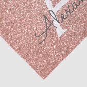 Roze Rose Gold Glitter en Sparkle Monogram Tissuepapier (Detail)
