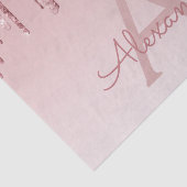 Roze Rose Gold Glitter en Sparkle Monogram Tissuepapier (Detail)