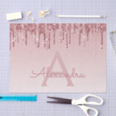 Roze Rose Gold Glitter en Sparkle Monogram Tissuepapier (Craft)