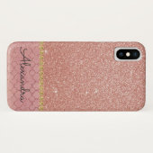 Roze Rose Gold Glitter en Sparkle Pattern Case-Mate iPhone Case (Achterkant (horizontaal))