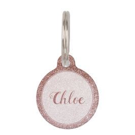  Roze Rose Gold Glitter Monogram Huisdierpenning