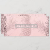 Roze Rose Gold Glitter Pineappel Cadeaubon (Voorkant / Achterkant)