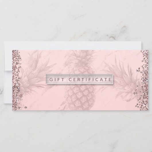 Roze Rose Gold Glitter Pineappel Cadeaubon (Voorkant)
