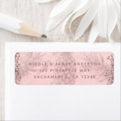 Roze Rose Gold Glitter Pineappel Tropische Partij Etiket (Insitu)