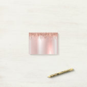 Roze Rose Gold Glitter Post-it® notes (Op bureau)