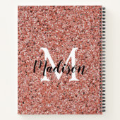 Roze Rose Gold Glitter Sparkle Chic Monogram Naam Notitieboek (Achterkant)