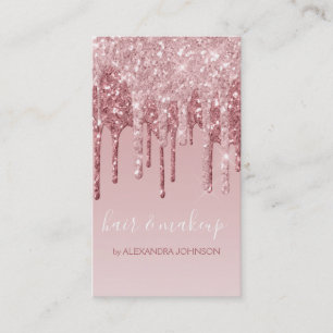 Roze Rose Gold Glitter Sparkle Hair Makeup Visitekaartje