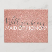 Roze Rose Gold Glitter & Sparkle Maid of Honor