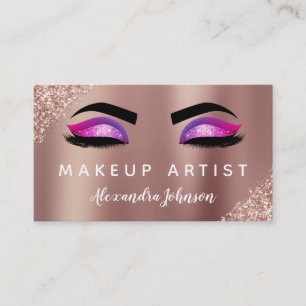 Roze Rose Gold Glitter Sparkle Makeup Artist Visitekaartje