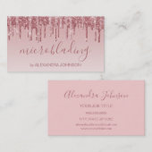 Roze Rose Gold Glitter Sparkle Microblading Visitekaartje (Voorkant / Achterkant)