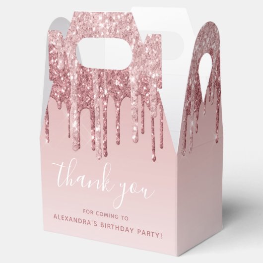 Roze Rose Gold Glitter & Sparkle Monogram Bedankdoosjes (Geopend)