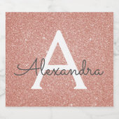 Roze Rose Gold Glitter & Sparkle Monogram Bier Etiket (Enkel label)