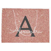 Roze Rose Gold Glitter & Sparkle Monogram Groot Cadeauzakje (Achterkant)