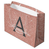 Roze Rose Gold Glitter & Sparkle Monogram Groot Cadeauzakje (Achterkant Gekanteld)