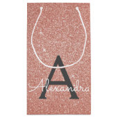 Roze Rose Gold Glitter & Sparkle Monogram Klein Cadeauzakje (Achterkant)