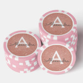Roze Rose Gold Glitter & Sparkle Monogram Poker Chips (Opstapeling)