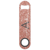 Roze Rose Gold Glitter & Sparkle Monogram Speed Flessenopener (Voorkant)