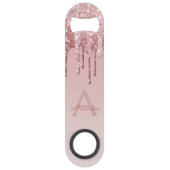 Roze Rose Gold Glitter & Sparkle Monogram Speed Flessenopener (Voorkant)