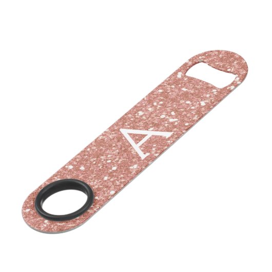 Roze Rose Gold Glitter & Sparkle Monogram Speed Flessenopener (Voorkant Gekanteld)