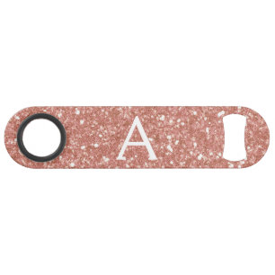 Roze Rose Gold Glitter & Sparkle Monogram Speed Flessenopener