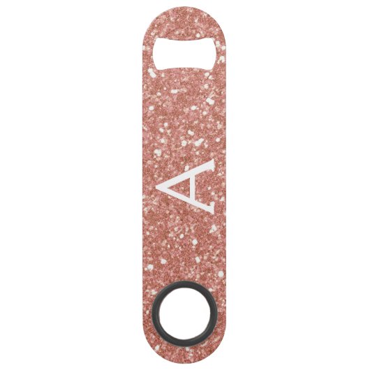 Roze Rose Gold Glitter & Sparkle Monogram Speed Flessenopener (Voorkant)