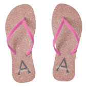 Roze Rose Gold Glitter & Sparkle Monogram Teenslippers (Voetbed)