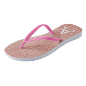 Roze Rose Gold Glitter & Sparkle Monogram Teenslippers (Schuin)